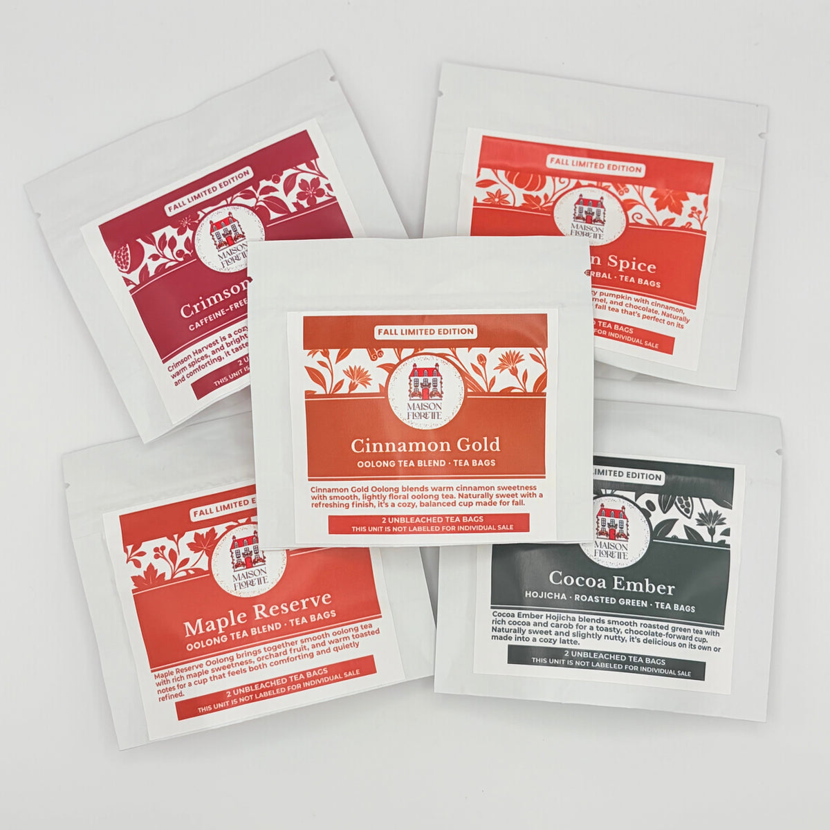 Maison Florette Fall Tea Collection - Five-Blend Tea Sampler