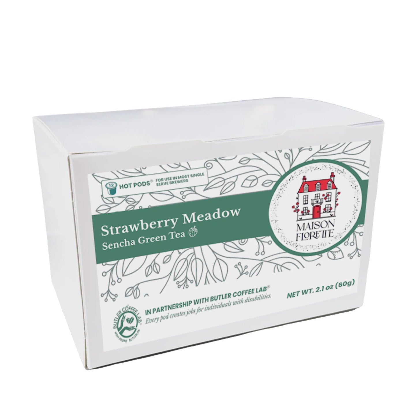 Strawberry Meadow Sencha Green Tea Pods – 12 Count